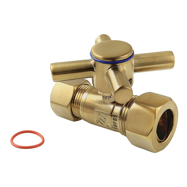 58Inch OD Comp x 12Inch OD Comp Straight Shut Off Valve, Brushed Brass